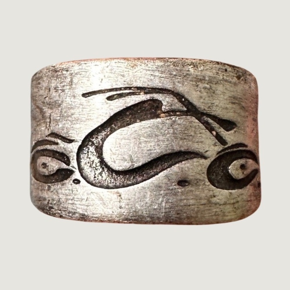 Vtg Orange County Choppers 2004 Sz 8 Silver Tone Band Ring Biker Motorcycle OCC